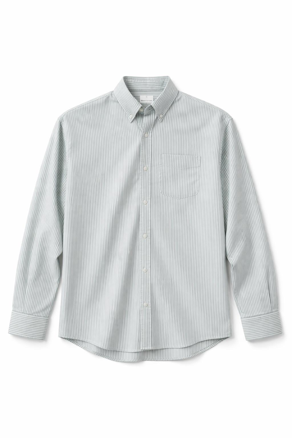 Cotton Button Down - Sage/White stripe