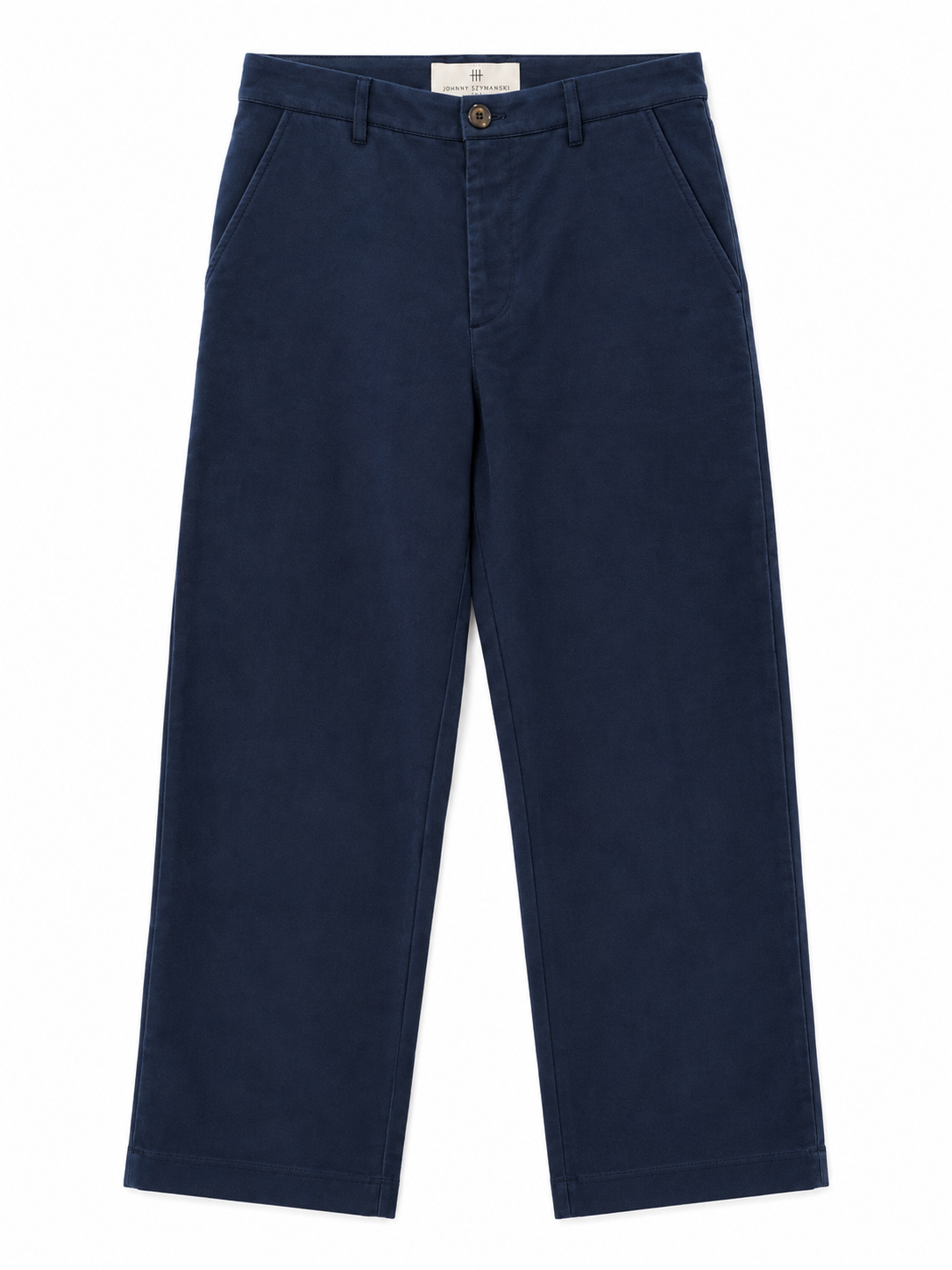Wide Leg Moleskin Trousers - Navy