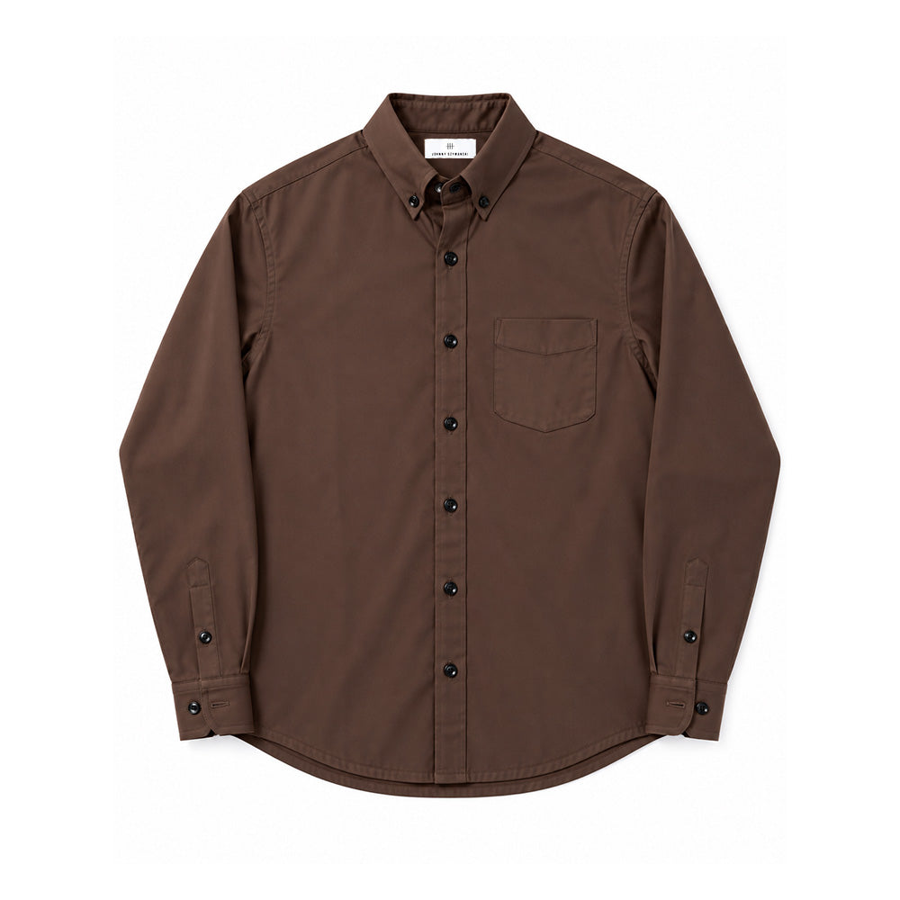 Twill Button Down Shirt - Chocolate