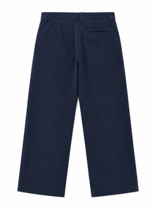Wide Leg Moleskin Trousers - Navy