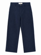 Wide Leg Moleskin Trousers - Navy