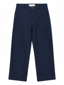 Wide Leg Moleskin Trousers - Navy