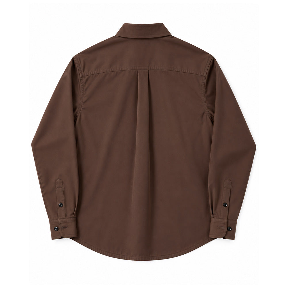 Twill Button Down Shirt - Chocolate