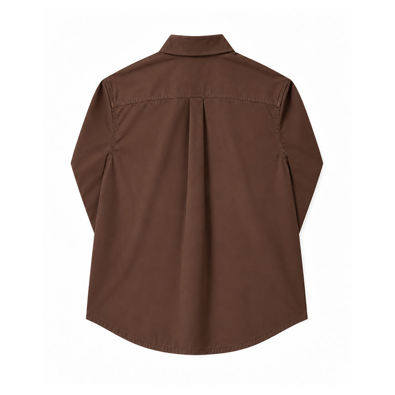 Twill Button Down Shirt - Chocolate