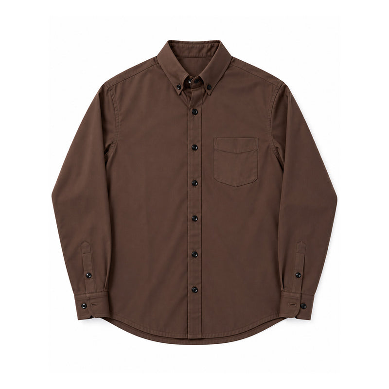 Twill Button Down Shirt - Chocolate