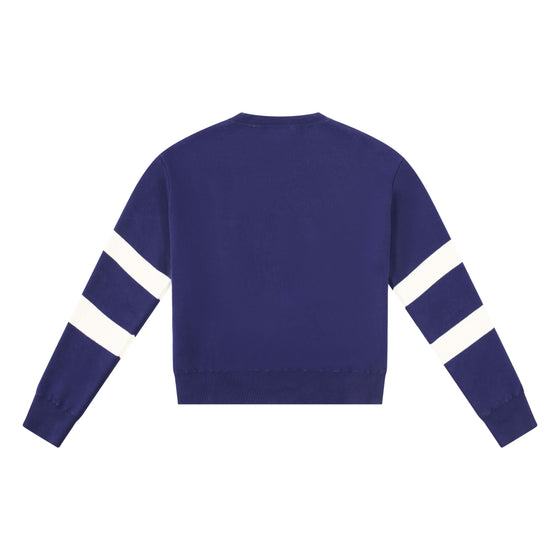 Collegiate Crew Neck - Marine Blue and Off-White
