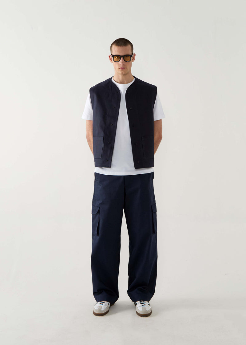 Waxed Sleeveless - Navy