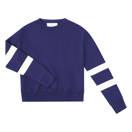 Collegiate Crew Neck - Marine Blue and Off-White