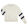 Collegiate Crew Neck - Off-White and Marine Blue