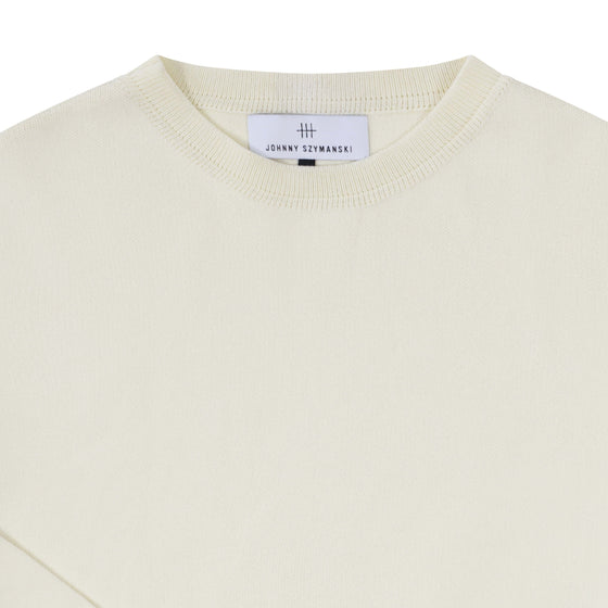 Collegiate Crew Neck - Off-White and Marine Blue