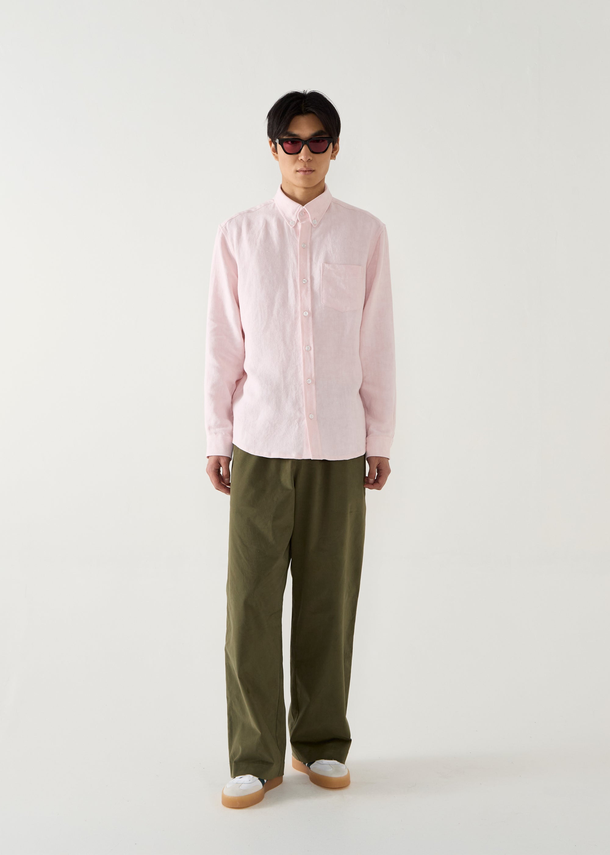 Heavy linen button down - Pink