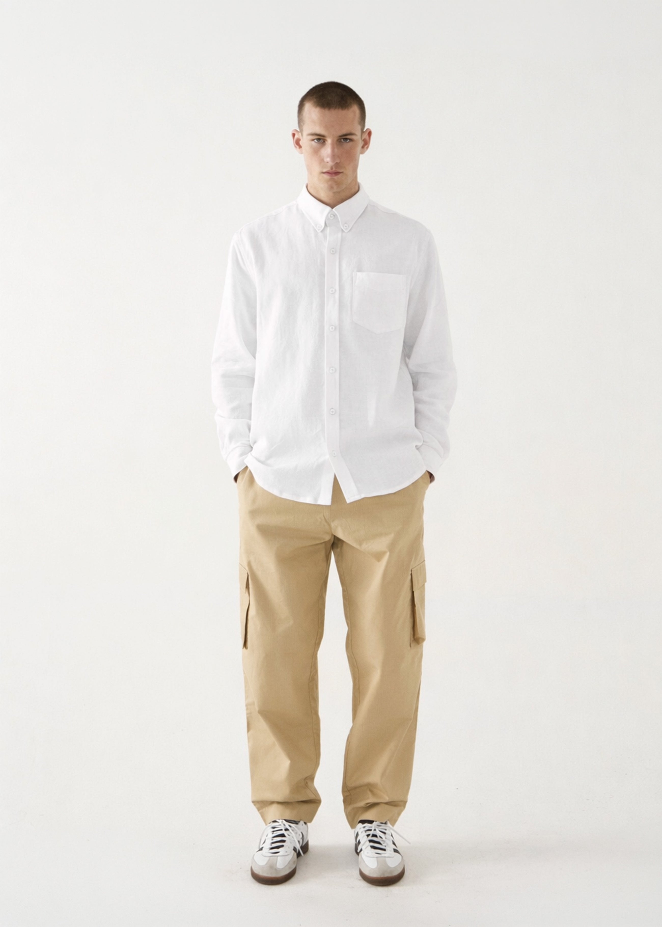 Heavy linen button down - White