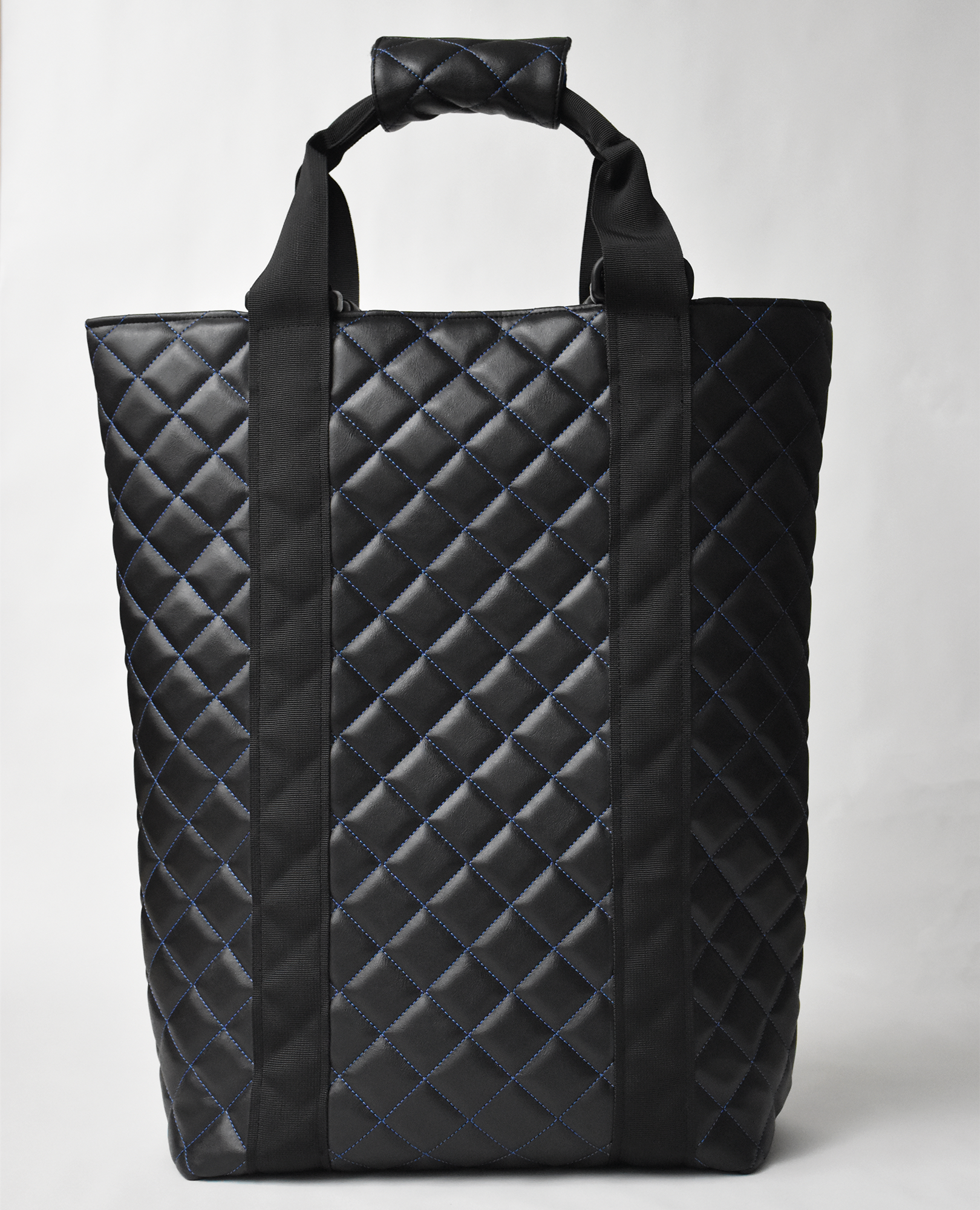 Quilted Tote - Black/Blue